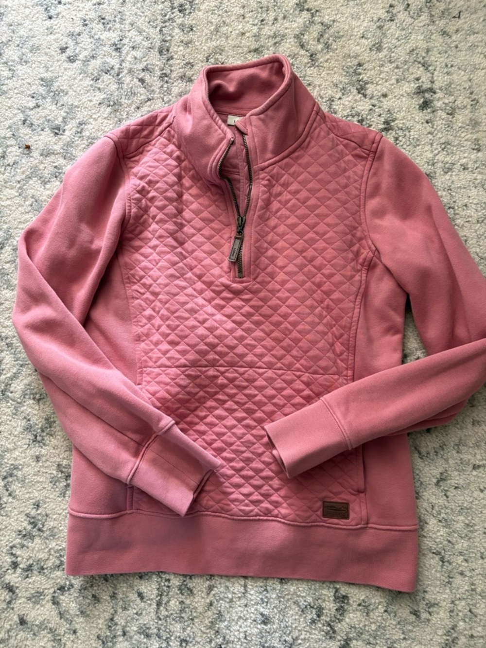 LL Bean Quilted Half-Zip Women's Sweater - Dusty Rose XSP